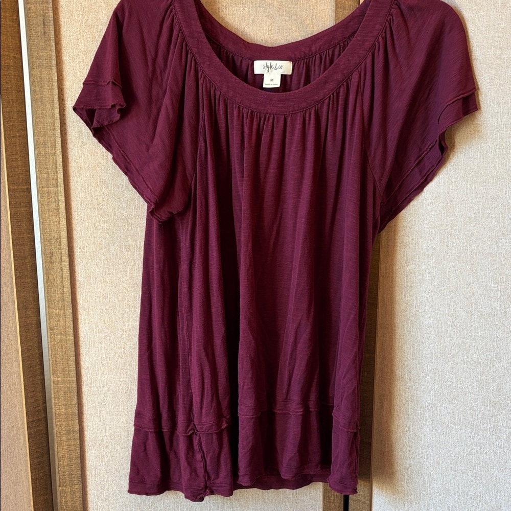 STYLE and Company Women's Deep Burgundy Blouse medium